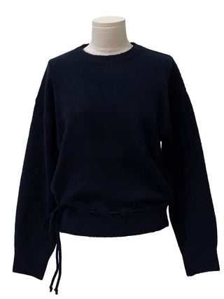 Fleury Ribbon Round Neck A-Line Loose Fit Wool Knit