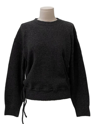 Fleury Ribbon Round Neck A-Line Loose Fit Wool Knit