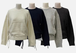 Fleury Ribbon Round Neck A-Line Loose Fit Wool Knit
