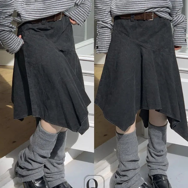 Lisbon Washed Ankle Flare Midi Skirt