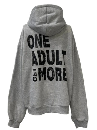 Sayoha Two-zip Vintage Lettering Stars and Stripes Printed A-line Loose Fit Fleece Big Hooded Zip-up