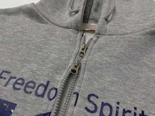 Sayoha Two-zip Vintage Lettering Stars and Stripes Printed A-line Loose Fit Fleece Big Hooded Zip-up