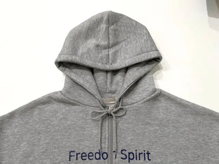 Sayoha Two-zip Vintage Lettering Stars and Stripes Printed A-line Loose Fit Fleece Big Hooded Zip-up
