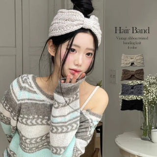 Weave Ribbon Knit Twisted Hairband