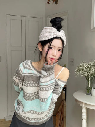 Weave Ribbon Knit Twisted Hairband