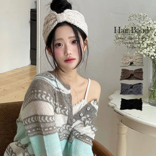 Weave Ribbon Knit Twisted Hairband