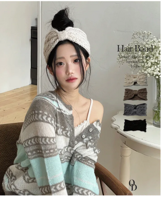 Weave Ribbon Knit Twisted Hairband
