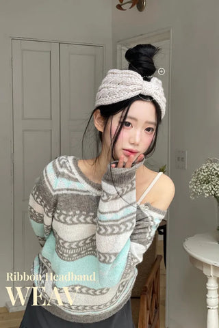 Weave Ribbon Knit Twisted Hairband