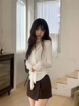 Shitoya Hem Rolled Muffler Tie Knit