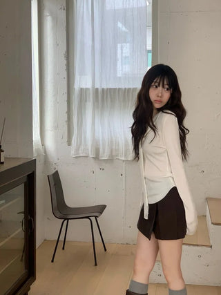 Shitoya Hem Rolled Muffler Tie Knit