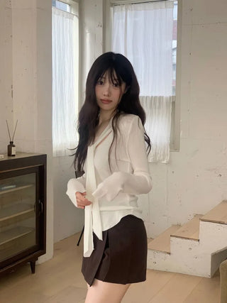 Shitoya Hem Rolled Muffler Tie Knit