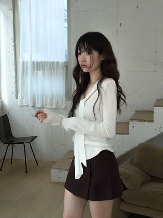 Shitoya Hem Rolled Muffler Tie Knit