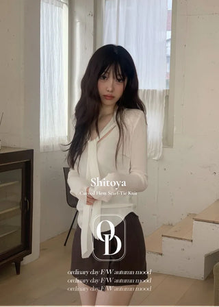 Shitoya Hem Rolled Muffler Tie Knit