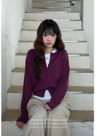 Noah Daily Bean Button Team Round Soft Knit Cardigan