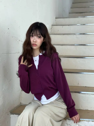 Noah Daily Bean Button Team Round Soft Knit Cardigan