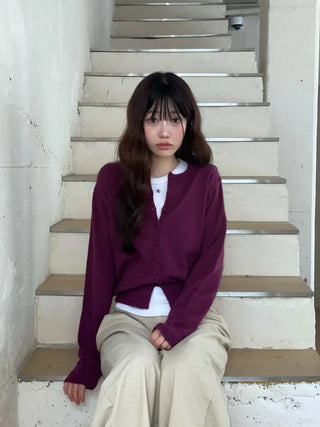 Noah Daily Bean Button Team Round Soft Knit Cardigan