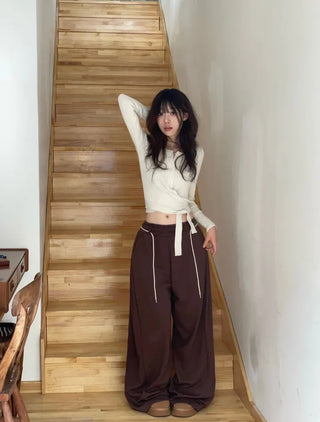 River Ribbon Wrap Button Golji Knit Cardigan