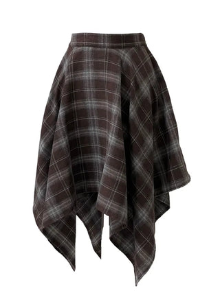 Rosalie back banding check unbalanced midi skirt