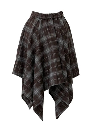 Rosalie back banding check unbalanced midi skirt