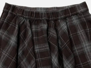 Rosalie back banding check unbalanced midi skirt