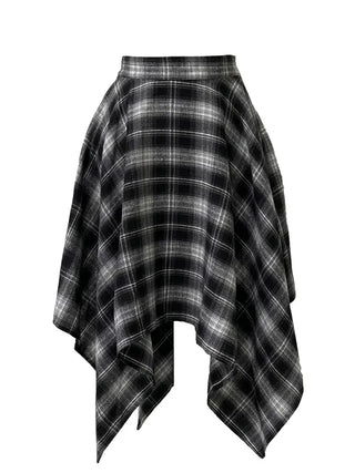 Rosalie back banding check unbalanced midi skirt