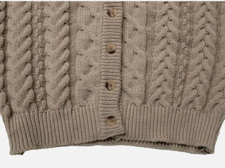 Misty loose fit thick twisted cable button V-neck loose fit knit long cardigan CD