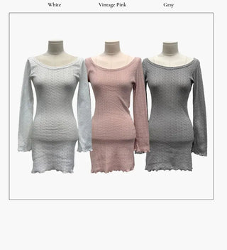 Dain Vintage Slim Fit Wave Punching Knit Mini Dress in