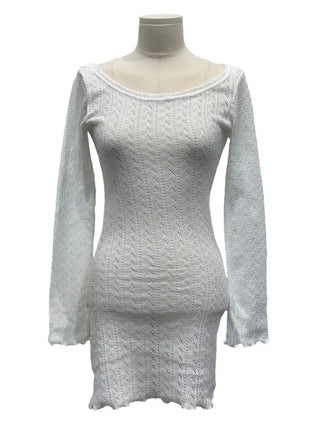 Dain Vintage Slim Fit Wave Punching Knit Mini Dress in