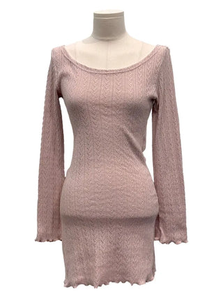 Dain Vintage Slim Fit Wave Punching Knit Mini Dress in