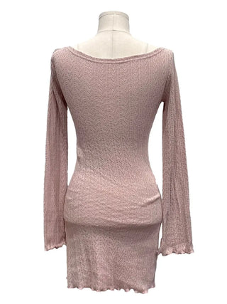 Dain Vintage Slim Fit Wave Punching Knit Mini Dress in