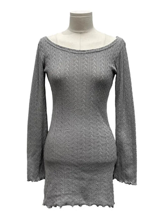Dain Vintage Slim Fit Wave Punching Knit Mini Dress in