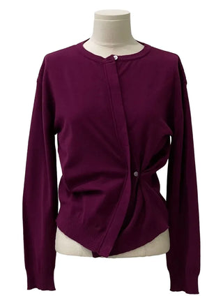 Grape wrap button long sleeve daily two-way loose fit knit cardigan CD