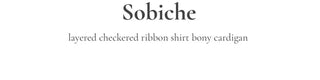 Consumption embroidered layered check color-block ribbon shirt, ribbed cardigan,