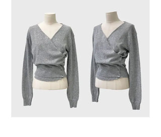 Hanabi Cashmere Slim Fit Button Wrap Wool Knit Cardigan