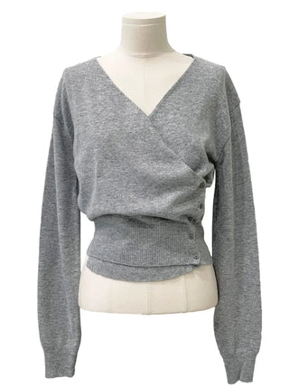 Hanabi Cashmere Slim Fit Button Wrap Wool Knit Cardigan