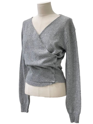 Hanabi Cashmere Slim Fit Button Wrap Wool Knit Cardigan