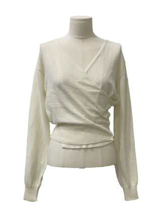 Hanabi Cashmere Slim Fit Button Wrap Wool Knit Cardigan