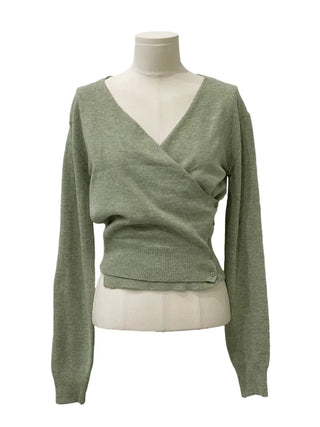 Hanabi Cashmere Slim Fit Button Wrap Wool Knit Cardigan