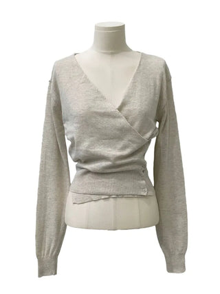 Hanabi Cashmere Slim Fit Button Wrap Wool Knit Cardigan