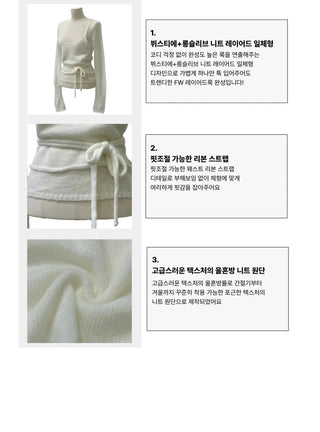Rafen Yerifit Layered Ribbon Bustier Sleeveless Long Sleeve Wool Knit