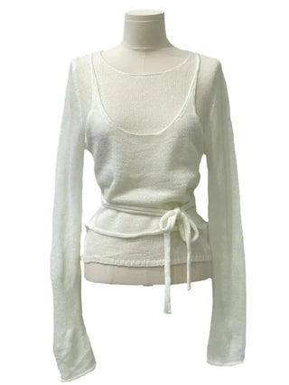 Rafen Yerifit Layered Ribbon Bustier Sleeveless Long Sleeve Wool Knit