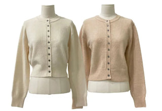Diorli Slim Fit Button Round Neck Wool Knit Cardigan
