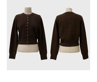 Diorli Slim Fit Button Round Neck Wool Knit Cardigan