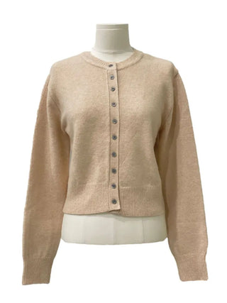 Diorli Slim Fit Button Round Neck Wool Knit Cardigan