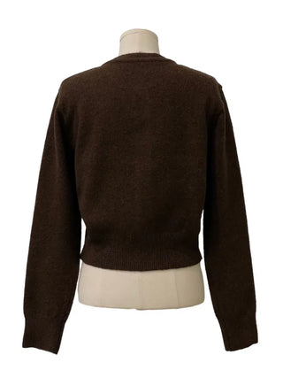 Diorli Slim Fit Button Round Neck Wool Knit Cardigan