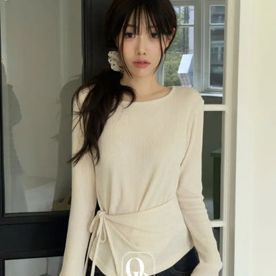 Mororu wrap long-sleeved knit in