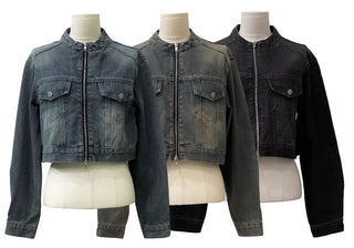 Yumeji Vintage Pocket Biker Denim Short Jacket