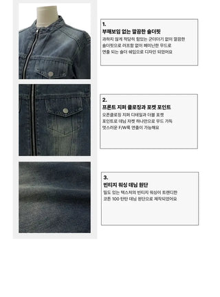 Yumeji Vintage Pocket Biker Denim Short Jacket