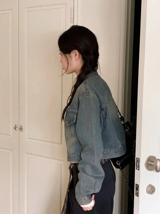 Yumeji Vintage Pocket Biker Denim Short Jacket