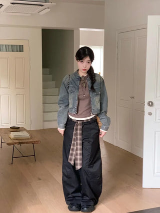 Yumeji Vintage Pocket Biker Denim Short Jacket